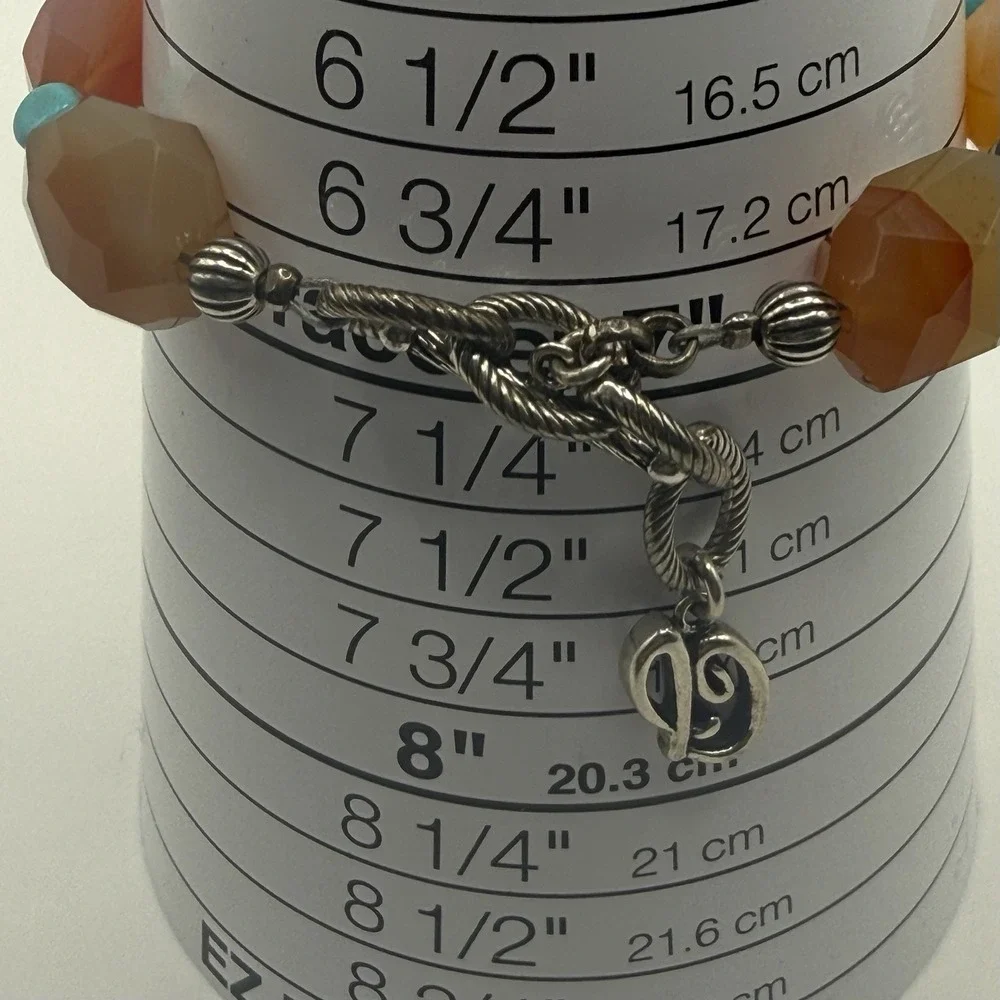 Carolyn Pollack Bracelet Sterling Silver Faceted Gemstone Adj 6.75 to 7.5